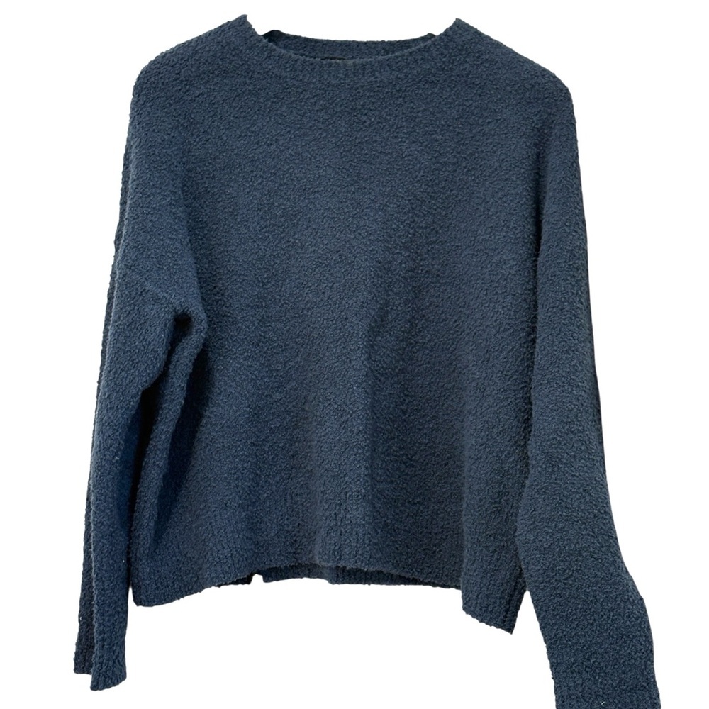 Eileen Fisher Teal Blue Fuzzy Sweater Size XS Oversized